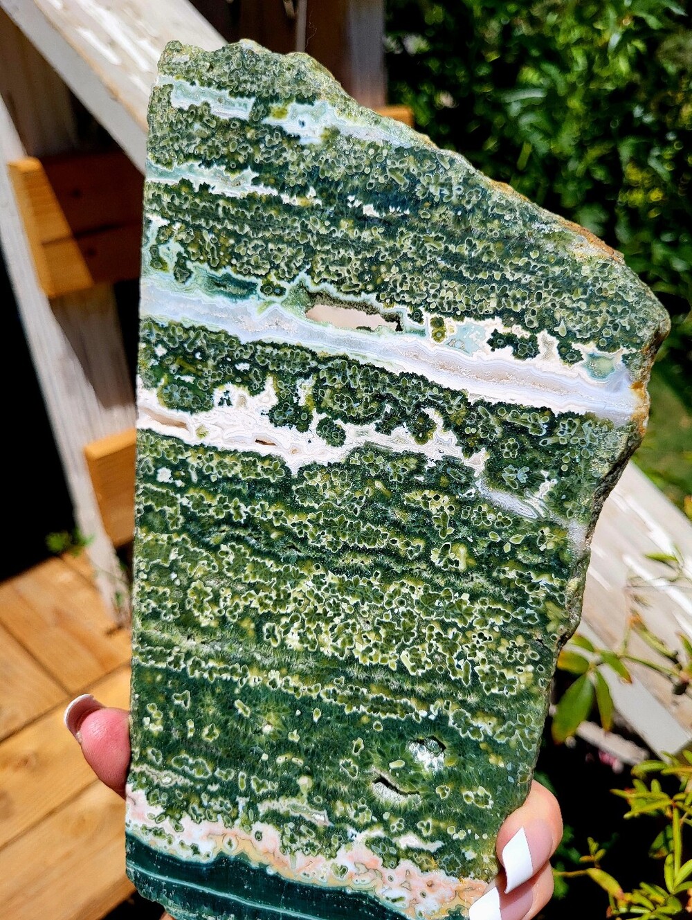 Green XL Ocean Jasper Slab with Pink Amd Blue Banding